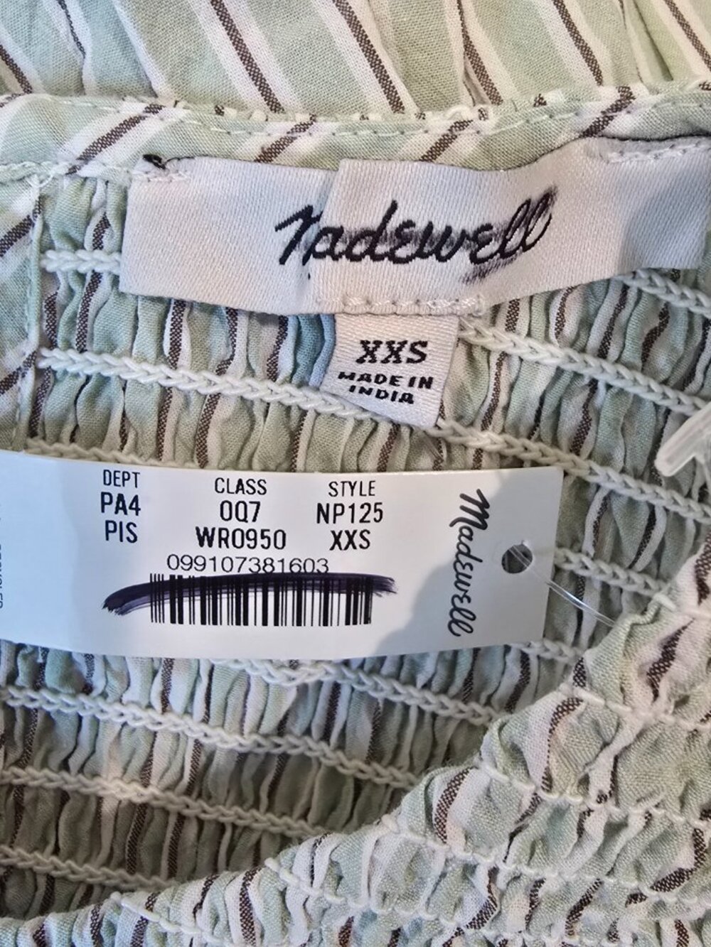 Madewell Melody Smocked Midi Dress 100% Cotton Pistachio Green NEW Size XXS - Picture 9 of 9